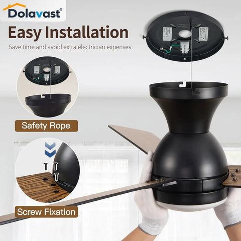Installation of Low Profile 48 Inch Ceiling Fan With Lights And Remote Control Flush Mount Dope Sleek Black Finish