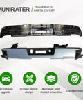 Rear chrome bumper assembly for 2014-2018 Silverado/Sierra 1500, 2-piece with mounting brackets, no park assist holes