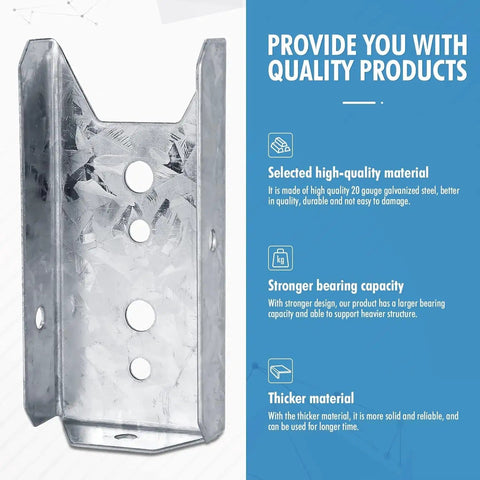 Heavy Duty Galvanized Fence Bracket Kit 20 Pack For 2x4 Wood Rails And Posts Includes 140 Stainless Steel Screws Deck Railing Connectors For Pickets Fences Porches DIY Friendly metal bracket close-up