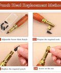 Punch head replacement steps for Premium Adjustable Leather Hole Punch Tool With Five Brass Drill Bits From 1.5MM To 4.0MM.