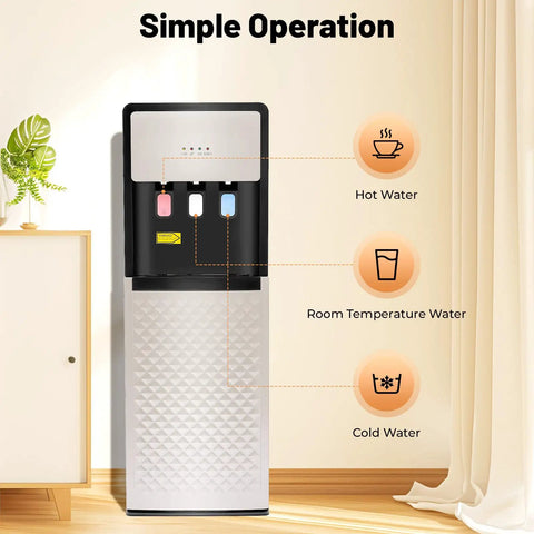 Bottom Loading Water Dispenser With 110V Hot Cold Warm Three Temperature Options And Display Light for home office use