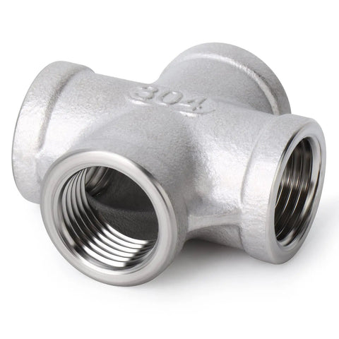 Stainless Steel 4 Way Pipe Fittings 1 Inch X 1 Inch X 1 Inch X 1 Inch NPT Female Threads 304 Grade For Corrosion Resistance And High Temperature