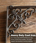 Heavy duty Rock Solid Vintage Cast Iron Shelf Brackets With Ornate European Scroll Design detail showing sturdy craftsmanship.