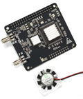 Radioberry HF SDR Transceiver Hat For Raspberry Pi 4 With AD9866 12 Bit Broadband Modem Ham Radio SDR Card. Top view with fan.