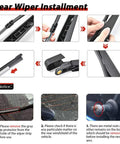Rear wiper installation guide for Tough As Nails All Season Rear Wiper Blade And Arm Kit for Ford Explorer 2011 to 2023.