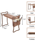 2 In 1 Garden Kneeler And Bench Folding Stool With Tool Pouches And Soft EVA Foam Cushions, Durable Brown Outdoor Kneeling Pad.