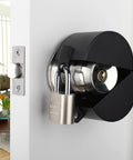 Built Tough Door Knob Lockout Cover Keeps Spaces Locked Down With Zero Drama Blocks knob turning and key access on a door.