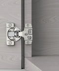 Fifty Piece One Half Inch Overlay Soft Close Concealed Cabinet Hinge Set For Face Frame Doors with Two Hole Flush Mount Installed