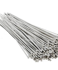 Ultra Tough Stainless Steel Zip Ties 200Pcs 11.8Inch for outdoor use, showing metal tie wraps piled on each other.