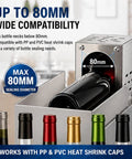 STDZQCWY 600w Digital Heat Shrink Machine For Wine And Olive Oil Bottles Stainless Steel Body High Speed Processing Smart Temperature Control Tool with max 80mm sealing diameter for bottle caps.
