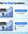 Upgraded Flow Switch Assembly For Hayward Goldline Aqua Rite Salt Chlorine Generator Systems With 15 Foot Cable And Metal Probe Heavy Duty Pool Flow Sensor For Precise Reliable Water Flow And Long Lasting Durability, before and after no flow light