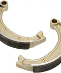 Heavy Duty Asbestos Free Scooter Brake Shoes Rear Fitment Badass Durability Built Tough For Yamaha Razz Riva 50, showing two brake shoes.