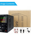 High Precision Variable Power Supply 60V 5A 300W Bench Regulated Unit With 4 Digit LED Display and packaging contents