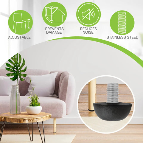 8mm M8 Adjustable Furniture Leg Levelers Set For Outdoor Use Stainless Steel Screw In Leveling Feet Glides Replacement Legs