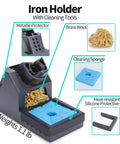 Iron holder with cleaning sponge, brass wool, and silicone edge for Beefy 300W Soldering Station For Stained Glass Adjustable Temperature.