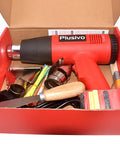 Beast 2000W Heat Gun With Dual Speed Airflow And Adjustable Temperature in red box with nozzles and accessories