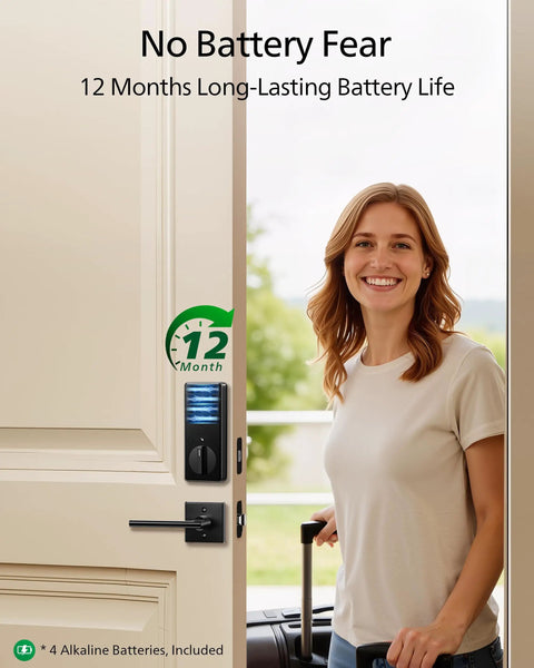 Ditch The Keys Fast Fingerprint Keyless Entry Door Lock With Glare Resistant Touchscreen Keypad Instant Auto Lock Extended Battery And One Time Visitor Code In Matte Black