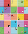 Collage of 25 sticky note designs from the 100 Pack Funny Sticky Notes for Work 3 by 3 Inches Sarcastic Self Adhesive Notepads.