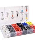 All In One Ferrule Crimping Pliers Kit with 1800 insulated terminals and connectors, color-coded assortments in a plastic case.