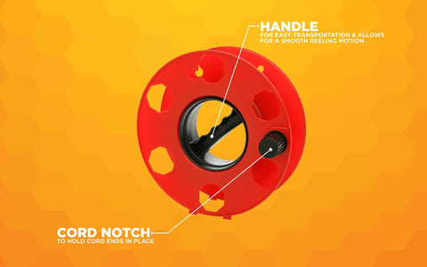 Heavy Duty Cord Storage Wheel Holds 125 Feet Of 16/3 Or 110 Feet Of 14/3 Cord Tangle Free Design Orange and Black Portable Reel