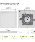Lit 9 Inch LED Square Flush Mount Ceiling Light 18W 1270 Lumens 3CCT Dimmable Ultra Slim ETL Listed White Surface Lamp dimensions
