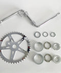 Wide 2 Inch Cup Pedal Crank Kit One Piece Crank For 2 Stroke Gas Motorized Bicycle 48cc 66cc 80cc 44T Sprocket Fits Normal 26 Inch Frames Durable Aluminum Alloy Construction Plug And Play Easy Install And Precise Alignment, chrome crank kit parts