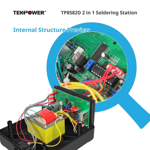 Internal structure of 2 In 1 Soldering Iron And Hot Air Rework Station with micro computer intelligent control circuit board