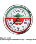Tridicator Thermo Manometer Pressure Gauge For Gas And Noncorrosive Liquids Two And A Half Inch Dial 0 To 160 Psi And 30 To 250 F