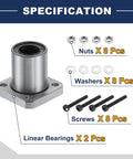 LMK13-UU Linear Ball Bearings 13mm Bore 23mm OD 32mm Length Round Flange Nickel Plated With Screws for CNC Machines and 3D Printers Two Pack