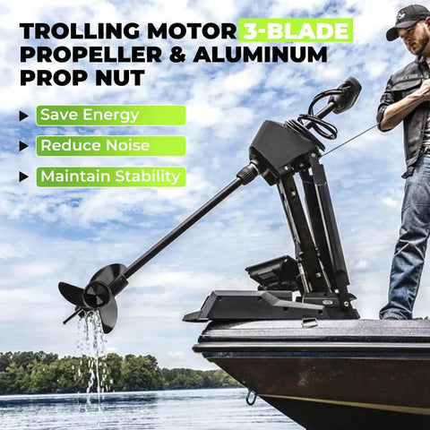 3-Blade Trolling Motor Propeller With Aluminum Nut For MotorGuide XI3 XI5 on boat in water view