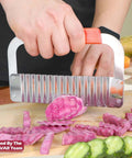 JAYVAR extra-large crinkle cutter wave potato slicer with stainless steel blade and orange handle
