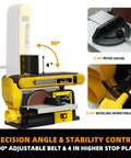 Variable Speed Belt And Disc Sander For Woodworking, 4 X 36 Inch Belt And 6 Inch Disc, featuring adjustable miter gauge and work table