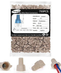Tan Wire Nut Connectors Kit With Twist Caps And Winged Springs for DIY Electrical Connections, 750 pcs P11 Type Assortment