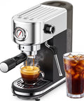 Straight Shooter Semi Automatic Espresso Machine With Reliable Milk Frother For Creamy Lattes And Bold Cappuccinos 20 Bar Pressure brewing espresso coffee.