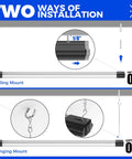 Boss Level Bright Four Foot LED Shop Lights 84W 10000 Lumens Daylight 5000K showing ceiling and hanging mount installation options
