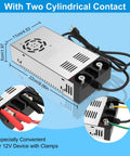Easy To Use Universal 110V To 12V AC DC Converter Power Supply With Alligator Clips And Direct Wire Connections, 600W 50A