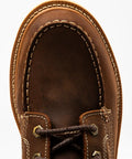 Top view of 8 Inch Moc Toe Work Boot With Goodyear Welt Construction, Electrical Hazard Protection, brown leather, EE width