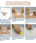 Porcelain Repair Kit With Two 50g Tubes, Waterproof Fiberglass Tile And Tub Repair Kit instructions showing epoxy mixing and application.