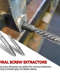 Spiral screw extractor from 26 Piece Bolt Extractor Kit With Screw And Drill Bit Set Multi-Spline And Spiral Extractors For Broken Studs