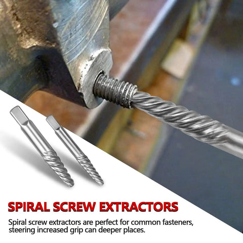 Spiral screw extractor from 26 Piece Bolt Extractor Kit With Screw And Drill Bit Set Multi-Spline And Spiral Extractors For Broken Studs
