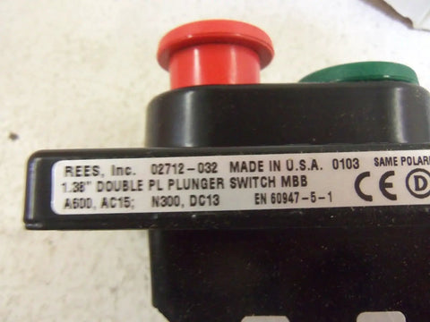 Built Like A Tank Heavy Duty Double Plunger Switch With Make Before Break Circuit, 1.38 Inch Plastic Mushroom Head Actuator visible from top angle.