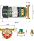 Automatic 120W Water Pressure Booster Pump With Flow Switch 115V Delivers 25 LPM At 21.7 PSI dimensions and components