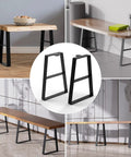 18 Inch Black Trapezoid Metal Bench Legs Set Of 3 Built To Last For Heavy Duty Furniture with tables and benches