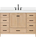 Straight Up Premium 55 Inch Single Sink Bathroom Vanity Built From Real American White Oak Solid Wood Cabinet with Quartz Top