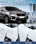 Universal Car Scratch Remover Pen Kit For All Colors shown with before and after car paint repair results, 2 pack.