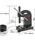 Rugged 3 Ton Manual Arbor Press dimensions with measurements, Heavy Duty Cast Iron Desktop Hand Press for crafting use.