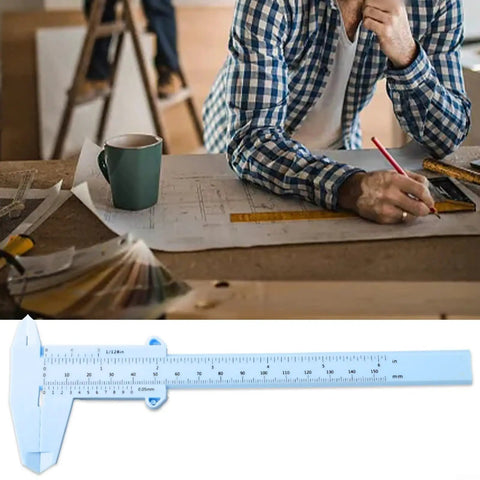 Ultra Precise Vernier Caliper 0 To 150mm Sliding Gauge With Double Scale on table with DIY project setup