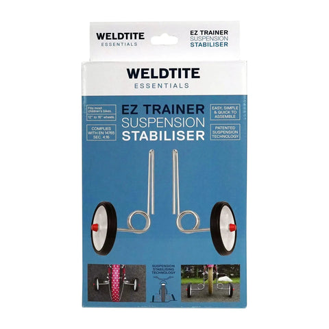 Adie Ez Trainer Suspension Stabilizers For Kids Bikes 12 14 16 Inch Wheels in packaging showing attachment features