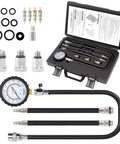 Pro Grade Deluxe Compression Test Kit For Gasoline Engines With Dual Scale Gauge 14mm Flex Sockets 10 18mm Adapters And Sturdy Storage Case