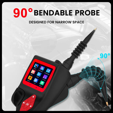 Pro Grade Power Circuit Probe Kit For Cars With Oscilloscope Mode 9 To 30V Range Automotive Circuit Tester Showing Bendable Probe